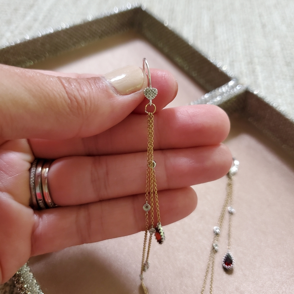 14k Gold Diamond and Garnet Earrings - Picture 8 of 14
